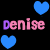 Pixelated buddy icon with repeating text and blue hearts on black background, arranged in a 3x2 contact sheet layout showing six frames of an animation.