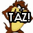 Taz the Tasmanian Devil in three sequential poses with text overlay, showing facial expressions from neutral to aggressive.