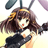 Pixelated anime-style character with brown hair and bunny ears, wearing a black outfit against a yellow gradient background.