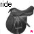 A 6-frame animated contact sheet showing a horse saddle icon with changing star colors beneath it, each frame labeled "ride" above the saddle.