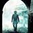A pixelated image shows a figure walking toward a bright light source through an archway, with another figure seated nearby in dark clothing and red accents.