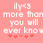 Pixelated text on a pink background reads 'ily<3 more than you will ever know' with red heart symbols below.