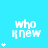 nine identical pixelated 'who knew' text icons with white stars on a cyan background, one icon partially cropped on the right