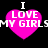 Four identical pink heart-shaped icons with white text "I LOVE MY GIRL" on black background, arranged in two of two
