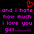 Red heart symbol above pink text on black background, repeating 'and i hate how much i love you girl...' in two