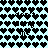 Pixelated light blue background filled with black heart shapes and repeated text fragments.