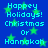 Blue background with green stars and cyan text reading 'Happy Holidays! Christmas Or Hanukkah' repeated in a pattern