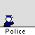 Pixel art of police and civilian figures with speech bubbles showing arrest-related text, arranged in on a light gray background
