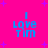 Bright pink background with scattered purple star shapes; four identical blue text blocks reading "I love Tim" arranged in a