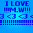 Blue background with repeated pixelated text and symbols in dark blue, arranged in two horizontal