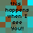 Pixelated text reads "this happens when I see You!!" on a of cyan, brown, and dark green squares with animated color shifts