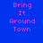 A blue background displays purple text reading 'Bring It Around Town' with a glowing effect that changes across frames.