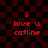 Red pixelated text on a black-and-red checkered background with visible distortion in the right