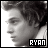 A 4x4 contact sheet of a black-and-white animated buddy icon featuring Ryan Cabrera's face with changing heart symbols and text color across frames.