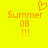 Yellow background with orange pixelated text 'Summer 08 !!!' and a heart symbol above the left instance of 'Summer'.