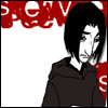 Animated sequence of a character with short black hair and dark hoodie against red-and-white background, showing subtle facial expression shifts.