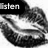 Four grayscale lip images arranged in a with text overlays reading 'listen', 'to', 'your', and 'HEART!! <3'