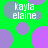 Green background with purple and gray circles, white text 'kayla elaine' repeated in four locations.