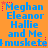 Blue text on orange background reads "Meghan Eleanor Hallie and Me" with "muskete" below, each line repeated three times in a pattern