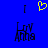 Blue background with yellow heart symbol above two identical black text blocks reading 'HIV Anna' in pixelated font.