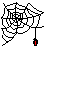 Animated contact sheet showing 13 sequential frames of a spider web icon with a dangling red object, displayed in a 4x4 grid layout on a gray background.