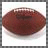 A 48x48 pixel animated contact sheet showing three frames of a football-themed buddy icon with green text panels and a brown football image on white background.