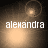 Four display the name 'alexandra' in white pixelated text over a gradient background with light effects, showing animation changes