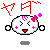 Pixelated white oval head with black outline, pink star accents, red scribbled text above, and varying facial expressions across frames.