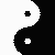 Black and white yin-yang symbol with circular dots in varying sizes, arranged vertically across multiple showing sequential animation frames