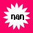 Four identical white starburst shapes on a solid pink background, each containing the text "nan" in black lowercase letters.