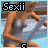 Animated contact sheet of a pixelated female figure in a bikini running on a treadmill with changing text overlays across 12 frames.
