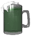 A 5x4 contact sheet of animated frames showing a green beer mug with white foam, arranged in chronological order from left to right and top to bottom.