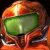 A 2x2 contact sheet of three animated frames from a Metroid Prime-themed buddy icon featuring Samus Aran's helmet and energy weapon effects in orange, blue, and yellow color schemes.