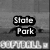 Black-and-white pixelated image with four text blocks: "State Park," "1st Baseman," "Courtney," and "#99 ;]" over a blurred background.