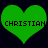 Two green heart shapes with black text reading 'CHRISTIAN' on a dark background, displayed side-by-side.