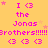 Pixelated text repeats 'I <3 the Jonas Brothers' with pink stars on a yellow background, showing no animation changes.