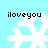 Four white snowflake icons on light blue background with 'iloveyou' text above each, arranged in a