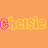 Animated orange background with yellow-outlined pink text 'chelsie' repeating across multiple , interspersed with small pink heart symbols