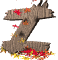 A wooden Z-shaped object with scattered red and yellow flower petals on a white background, animated to show changing petal positions.
