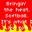 Red background with white pixelated text reading 'Bringin' the heat. Softball. It's what I live for.' and yellow-orange flames at bottom.