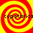 Four red and yellow spiral patterns arranged in a with black text reading 'copatarica' overlaid on each spiral