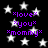 Black background with white stars and purple text reading *love* *you* *mommy* in pixelated font.