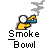 Pixelated icon shows a yellow figure holding a smoking pipe with blue and orange details, emitting gray smoke, below text reading "Smoke Bowl" in blocky font.