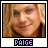 Pixelated portrait of a smiling person with blonde hair, labeled 'PAIGE' in purple text on a white background with black border.