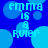 Pixelated blue background with light blue circles and text reading 'emma is a ruler' in light blue pixelated font.