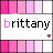 white squares with 'brittany' text and small pink hearts, surrounded by a border of varying pink shades