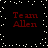 Four identical red 'Team Allen' text blocks arranged in a on a black background with scattered white dots