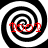 Four identical black-and-white spiral patterns arranged in a , each with red text '1001' overlaid in the center