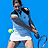 Pixelated image of a tennis player in mid-swing with a tennis ball, next to blue background text reading 'i make it rain!!! summer 2007'.