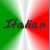 Pixelated icon split into two vertical sections: left shows green-white-red gradient with 'Italian' text, right displays dark green background with 'Original Icons .com' in bright green pixel font.